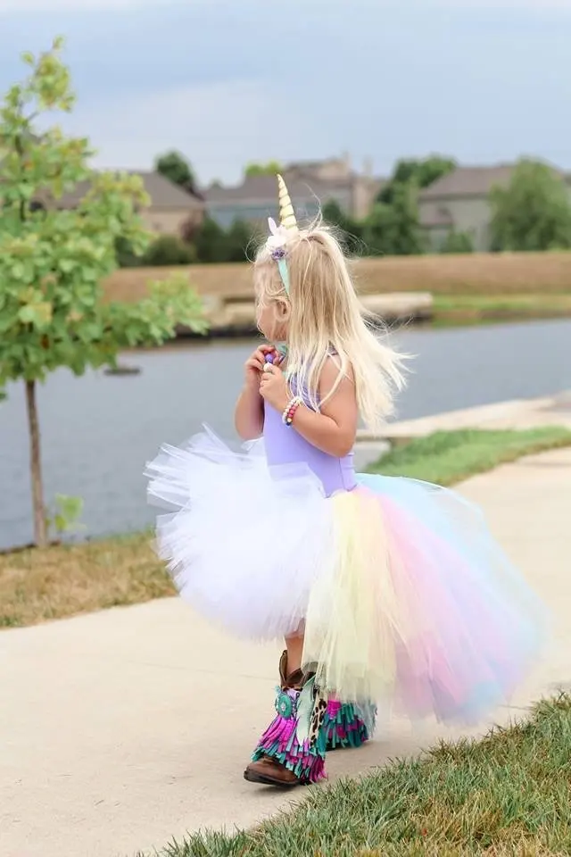 Girls Pastel Unicorn Trail Tutu Skirt Kids Ballet Dance Tulle Pettiskirts Underskirt Children Christmas Party Costume Skirts