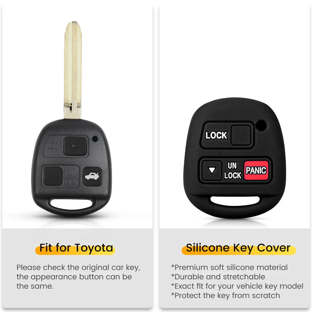 KEYYOU 3 Buttons Silicone Car Key Case For TOYOTA Avensis Camry Corolla For Lexus ES330 RX330 GS300 Fob Protect Remote Key Shell