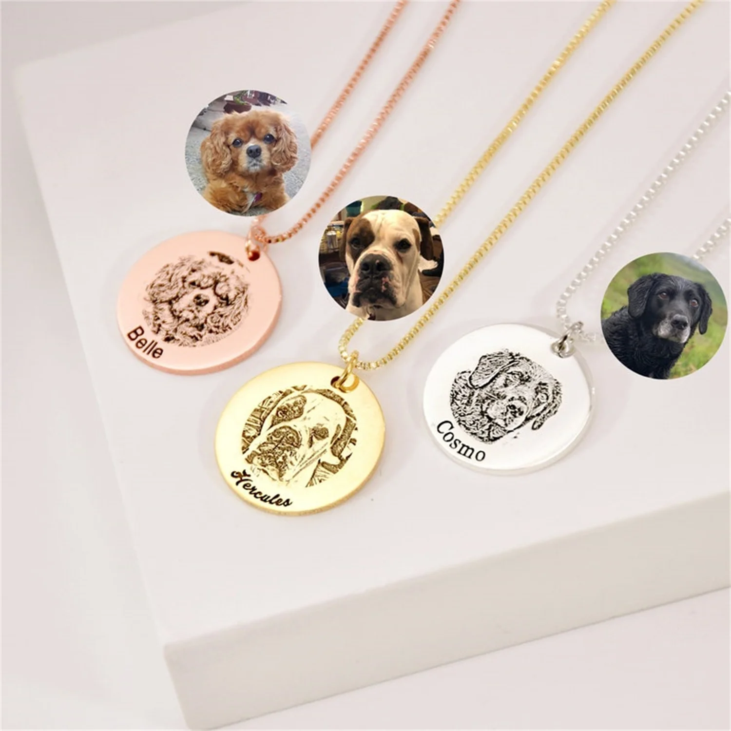 

MYDIY Personalized Dog Mom Gift Custom Stainless steel Pet Portrait Necklace Pet Memorial Engraved Necklace Pet Memorial Jewelry