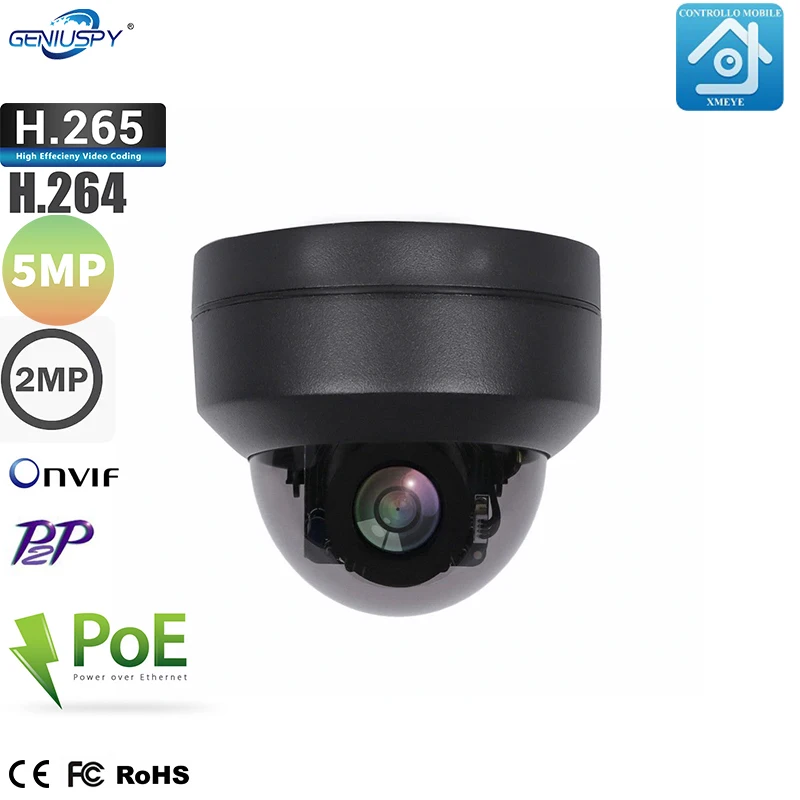 

H.265 P2P IP66 Outdoor Indoor Network Camera PTZ 4X ZOOM Lens IR Night Vision Video Surveillance MINI Dome IP Camera POE