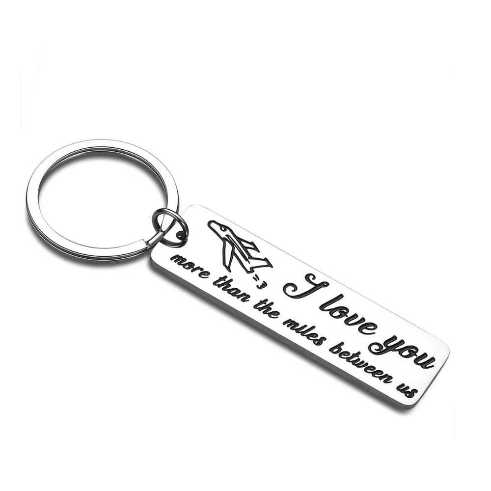 Couples Keychain Valentine's Day Gifts for Girlfriend Boyfriend Lover Keychain I Love You More Than The Miles Between Us Keyring