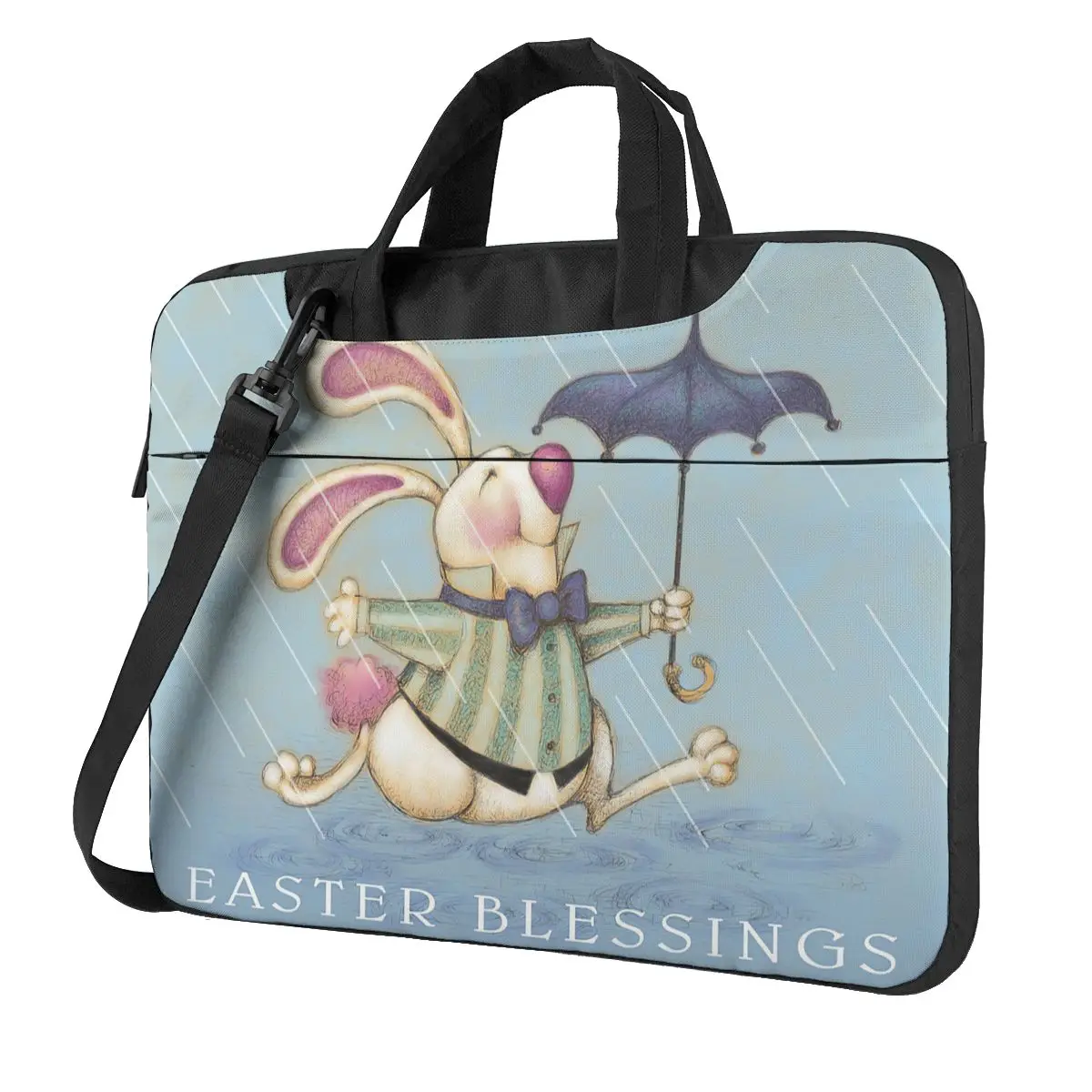 Rain Bunny,Rabbit Laptop Bag Case Protective Vintage Computer Bag Bicycle Crossbody Laptop Pouch