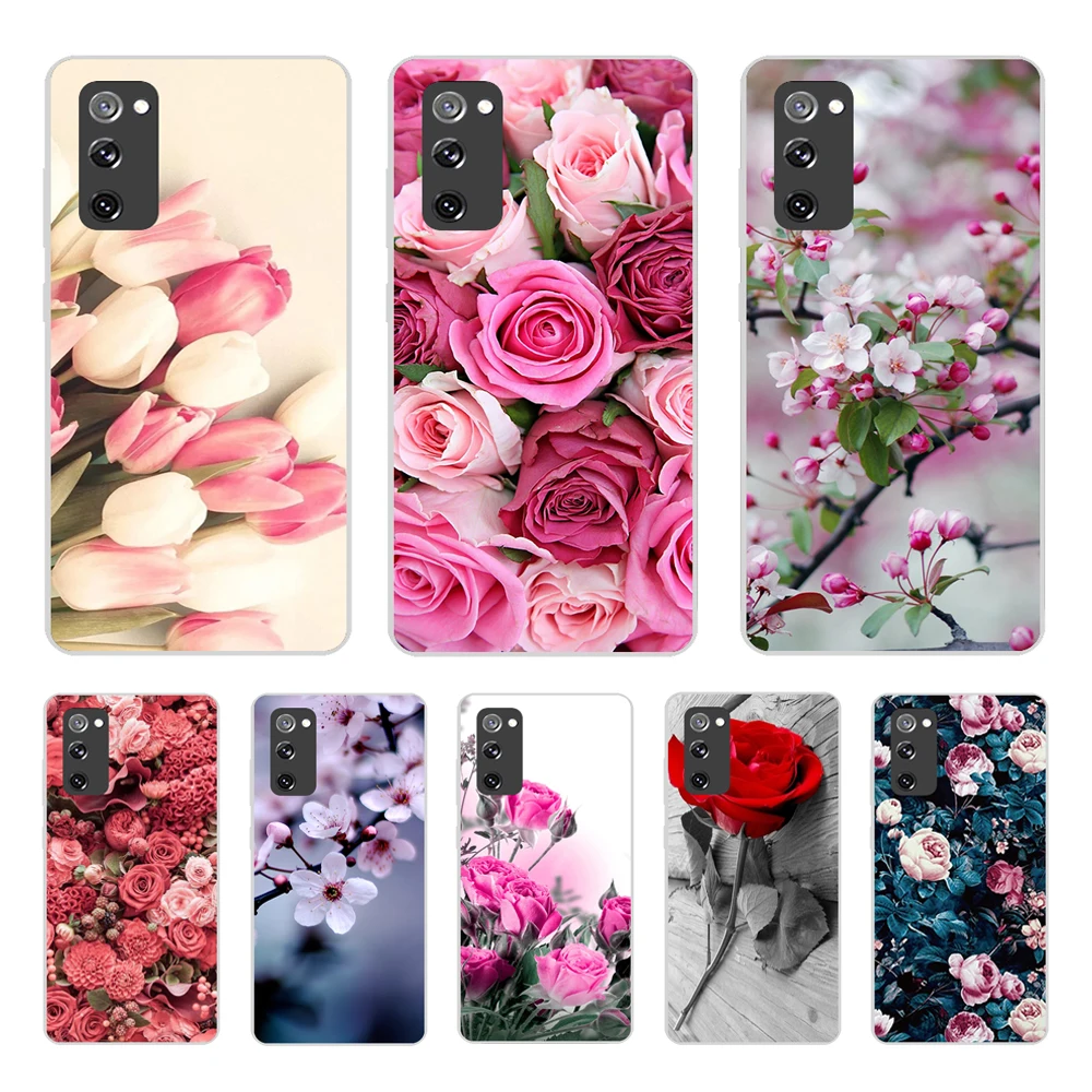 For Samsung Galaxy S20 FE Fan Edition Case Bumper Silicone TPU Soft Phone Cover For Samsung S20 FE S20FE Cases Cute Flower