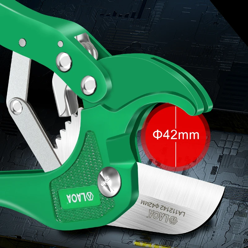Imagem -02 - Laoa Profissional Cortador de Tubulação 42 mm Corpo Liga Tubo Água Catraca Tesoura Cortador de Tubo Pvc Plutônio pp pe Mangueira Ferramentas de Corte Mão