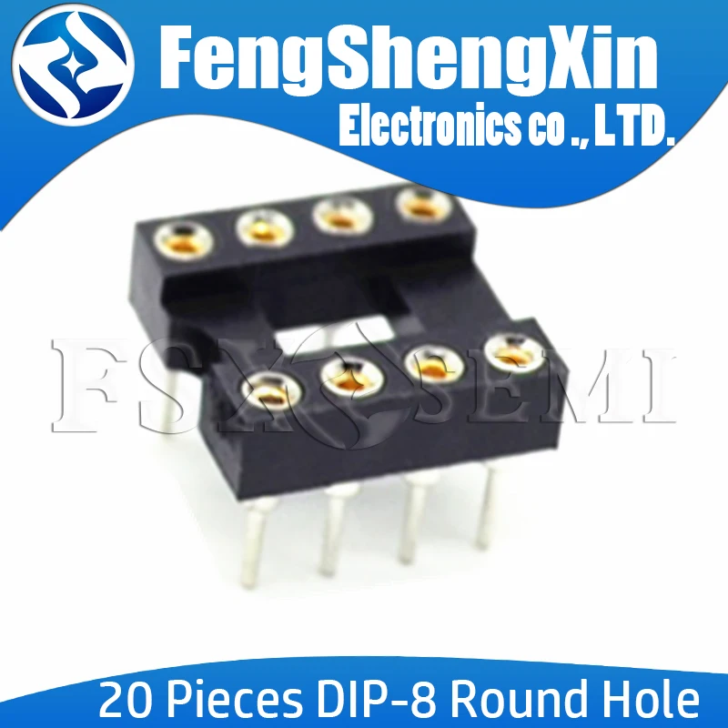 20pcs DIP-8 Round Hole Square hole 8 Pins 2.54MM DIP DIP8 IC Sockets Adaptor Solder Type IC Connector