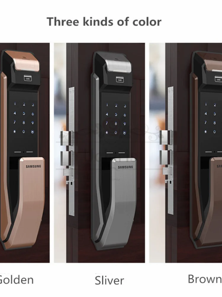 For Samsung SHS-P718 Push Pull Handle With Fingerprint Digital Smart Home Lock and Rfid Card VerificationCD