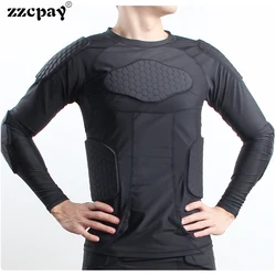 Men's Long Sleeve Sweatshirt Compression Shirt Ribs Chest Protector Basketball Football Protective Equipment Training Ball Wear