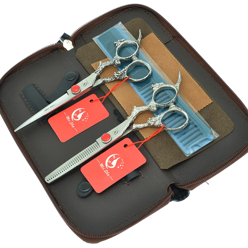 

Meisha 6.0" Japan 440c Professional Hair Scissors Set with Comb Barber Thinning Shears Salon Hairdressing Cutting Tesoura A0095A