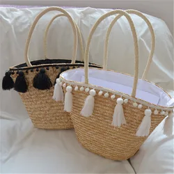 2021 Fashion New tassel Handbag High quality Straw bag Women beach woven bag Tote fringed beach woven Shoulder Travel bag