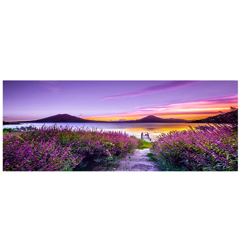 Natural Scenery Lavender Flower Sea Sunset Diy Diamond Painting Art Full Drill Square Round 5D Diamond Embroidery MosaicZP-4350