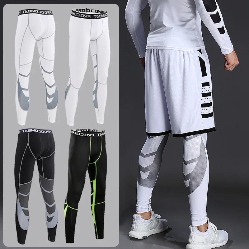 Men's Compression Pants Cycling Running Basketball Soccer Elasticity Sweatpants Fitness Tights Legging Trousers Rash Guard Gym