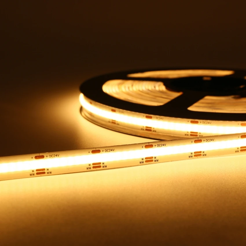 COB CCT LED Strip light DC24V 608LED/M  CRI90 High Lumen No Dark Point Flexible light Strip Linear Dimming LED COB Strip 5M/Roll