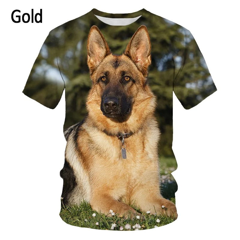 Unisex Funny 3D Printed Dog T-shirt Fashion Men/Women Black German Shepherd Inside Pocket Tops