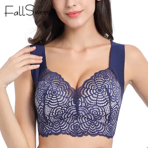 Women lace wireless bras plus size Fallsweet