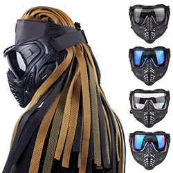 Paintball Airsoft Full Face Goggles Protective Mask Tactical Indy Dirty Braided Forehead Headgear Mask Set Hunting Accessories