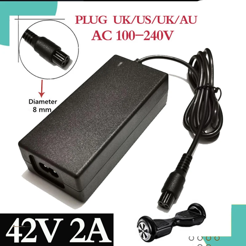 36V2A Lithium Battery Battery Charger for Self Balancing Scooter Hoverboard 42V2A Charger 100-240VAC Power Supply