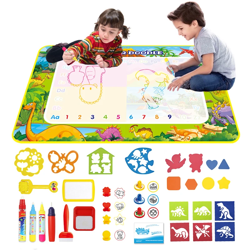 

Kids Water Doodle Mat Dinosaur Style Drawing Mat Educational Toys Coloring Books Magic Painting Board Toys Set Children Gifts