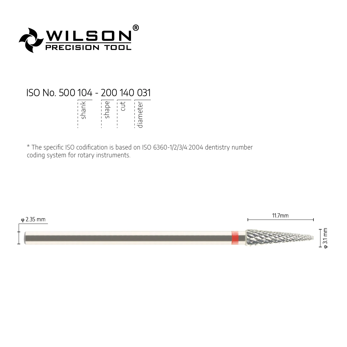 WilsonDental Burs 5000209-ISO 200 140 031 Tungsten Carbide Dental Burs for trimming Metal/Acrylic