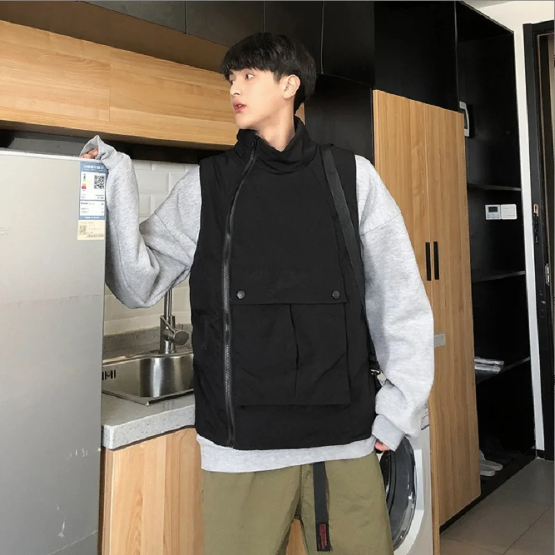 

2022 Hot Sale New zipper half-high-neck cotton vest men's tide brand big bag winter Korean version trend vest
