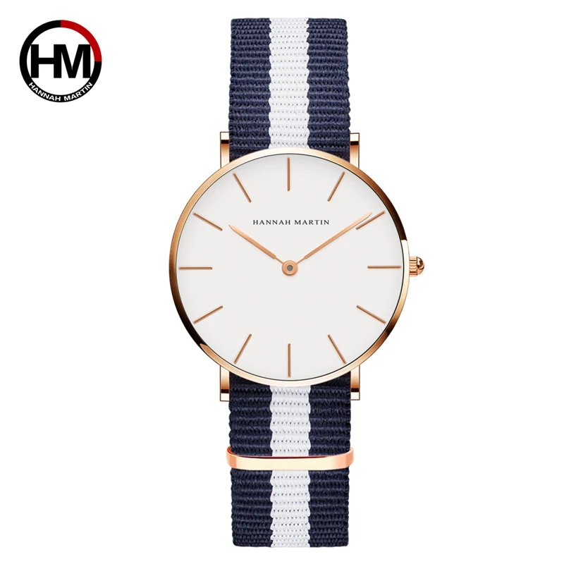 Classic Rose Red Dark Blue Nylon Strap Japan Quartz Movement Fashion Casual Wrist Watch Fabric thin Canvas Wristwatch For Women