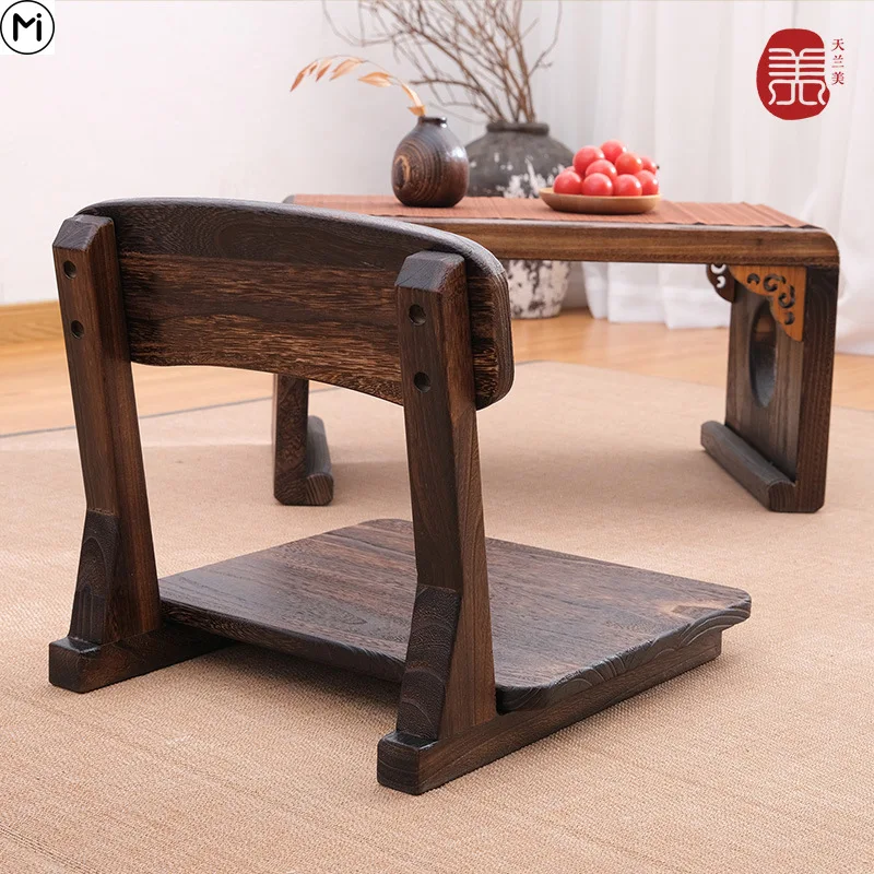 Tatami Backrest Sofa And Small Room Chair Japanese Style Legless Chair Floor Solid Wood Backrest Chair Lazy Bay Window Chair