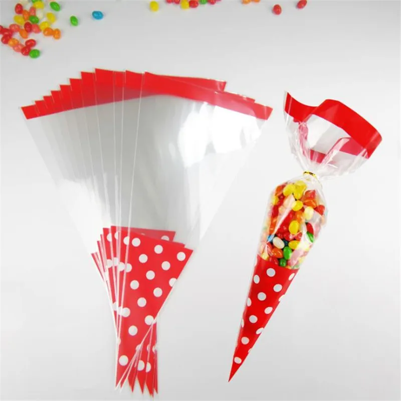 Halloween Cone Bags Ice Cream Dots Triangle-shape Candy Bags Christmas Gift Favors OPP Bag Package Food Pocket 200pcs/lot