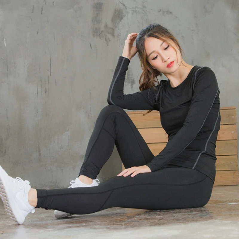 Quick Dry Long Sleeve Women Running Top Tees Elastic Gym Fitness Yoga Shirt Slim Fit Base Layer Sportswear Clothing Customize