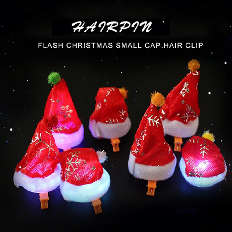 Christmas Glow Lights Hair Clips Toy Kid Christmas Light Childrens Christmas Gifts Hat Shiny Headdress Decoration Glow In Dark