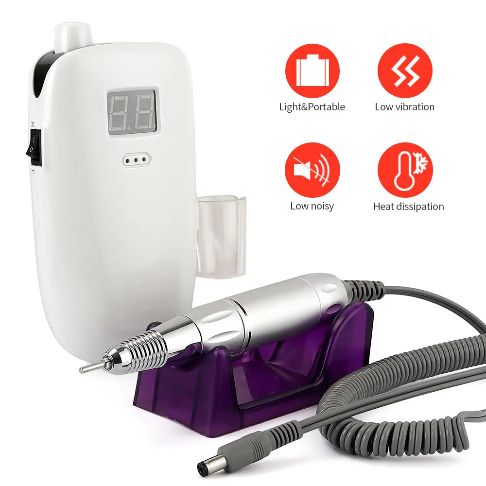 Máquina pulidora de uñas eléctrica con Banco de energía, pulidora de uñas con carga inalámbrica para teléfono, amoladora de manicura, Kit de lijadora de uñas, 36W, 30000RPM