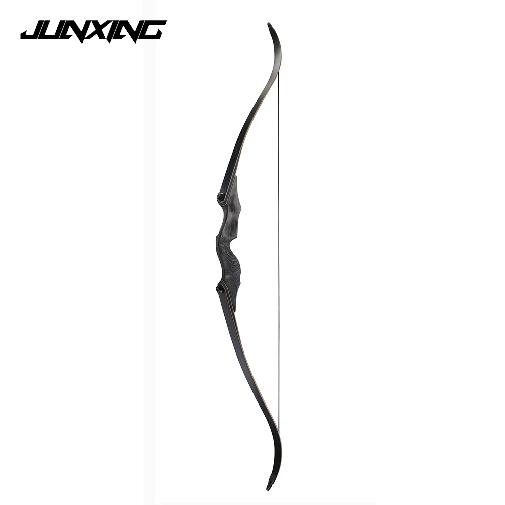 

25-60 Lbs 58 inches Recurve Bow Black Wooden Riser for Left and Right Hand User Archery Hunting