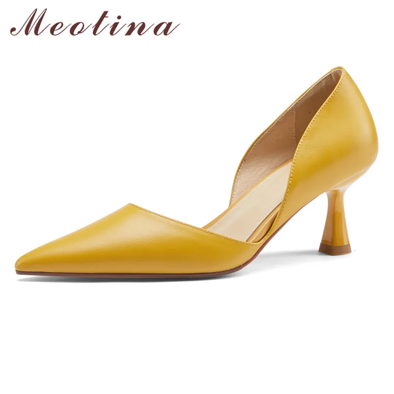 Meotina Women Kid Suede High Heel Pumps Pointed Toe Shallow Office Shoes Real Leather Thin Heels Footwear Black Spring New 40