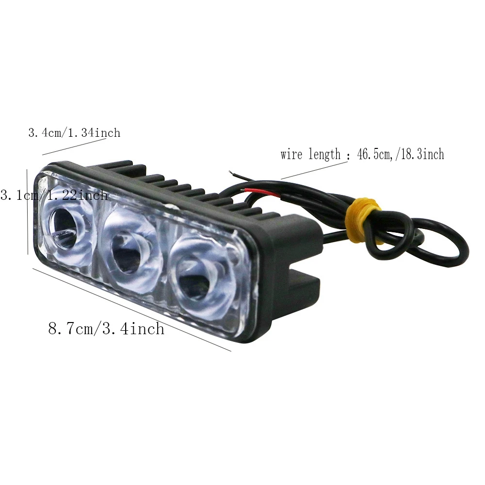 1 stücke DC12V Hohe 3LED Arbeit Licht Auto DRL Fahren Lampe DRL Tagfahrlicht