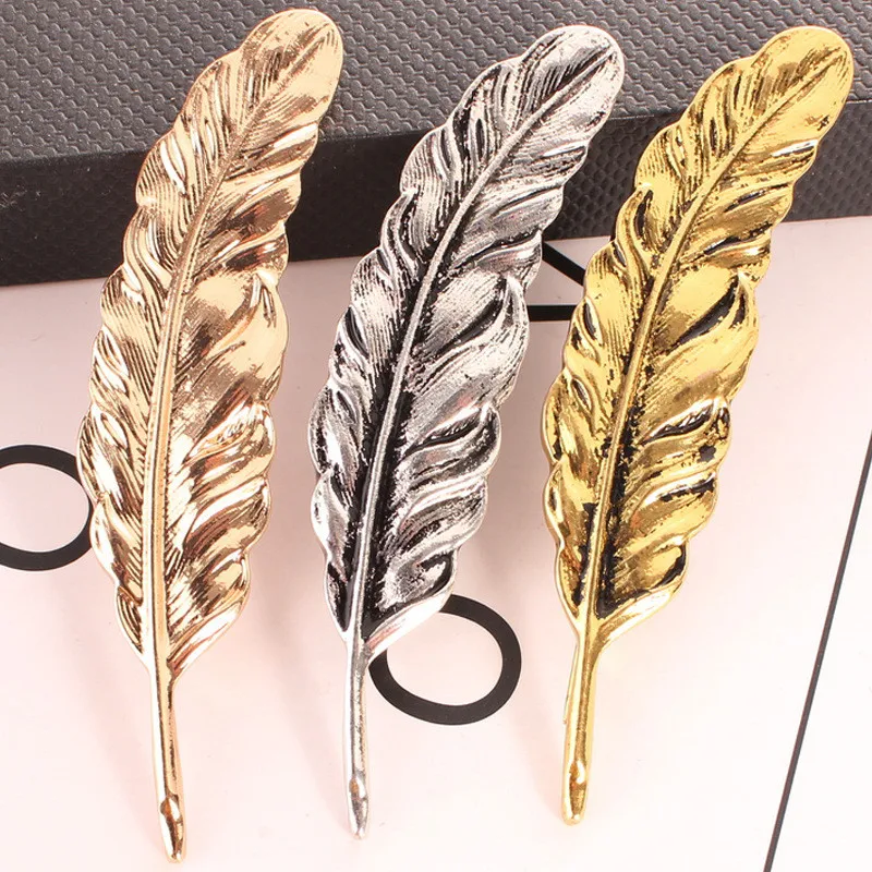 JUCHAO Fashion Trend Large Leaf Brooch High Quality  Feather Pin Men Women Overcoat Accessories