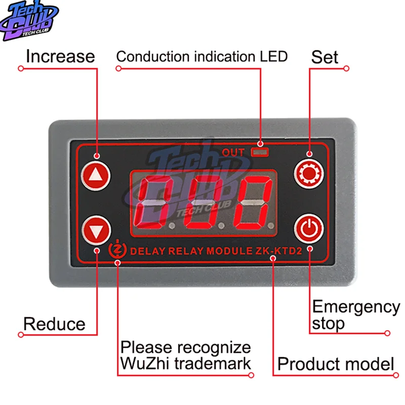 ZK-KTD2 5A 5V 12V 24V Fully Compatible Delay Relay Module Trigger Cycle Timing Industrial Anti-Overshoot