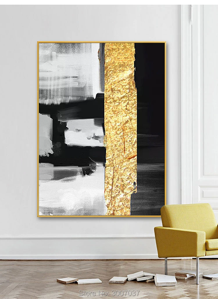 100% Hand Painted Gold Color Foils Oil Painting On Canvas Wall Pictures Canvas Painting For Living Room Home Decor no Frame