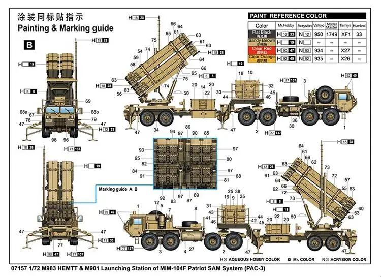 Trumpeter 07157 1:72 Scale M983 HEMTT/M901 Launching Station of MIM-104F Patriot SAM System PAC-3 Model Kit