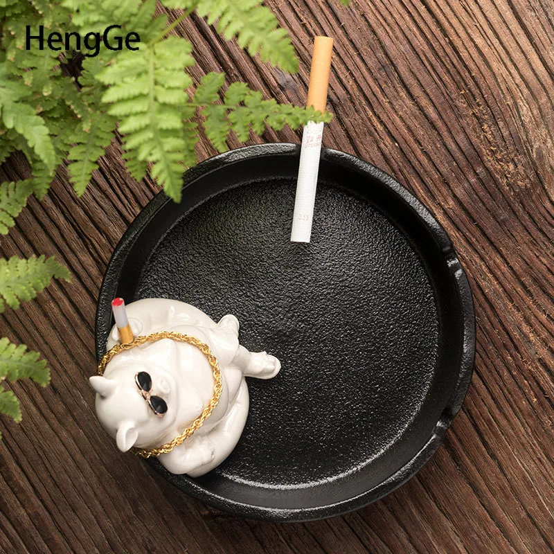 Creativity Rich Pig Ashtray Ceramics Funny Pigs Shape Cigar Ashtrays Ifts for Boyfriend Home Living Room Storage Ornaments