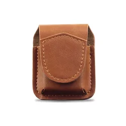 Genuine Brown Leather Lighter Case Storage Cover Oil Lighter Holster cover Pack Belt Clip Hunting Camping Waist Holster