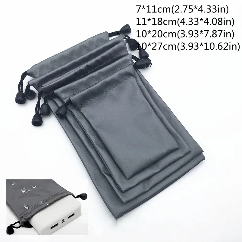 1PC Reusable Waterproof Drawstring Bags Power Bank Storage Bag for Electronic Gadgets Case Cover Earphone Pouch Bag