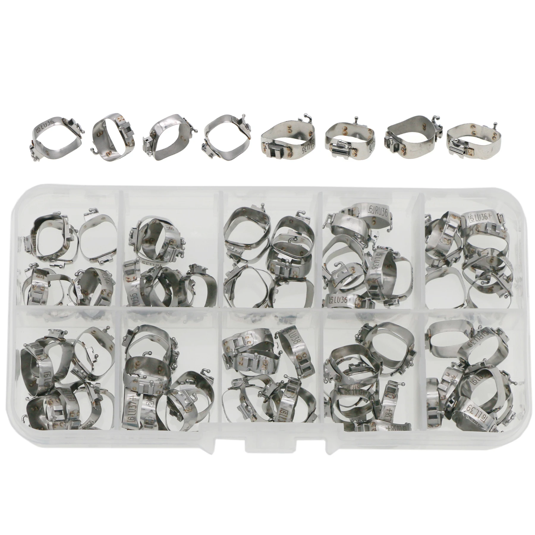 

80 Pcs Dental Orthodontic Bands Roth 022 1st Molar Pre-Welded Conv Lingual Sheath With Hook (34+#-39#)20 Set