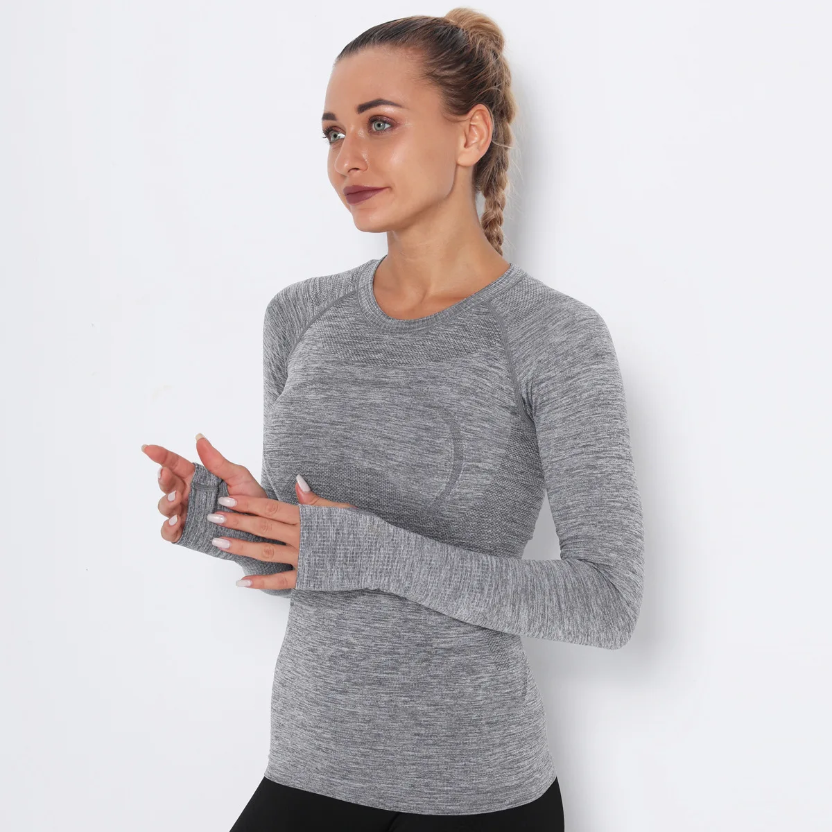 Sportowe bluzki Quick Dry Top do jogi z długim rękawem Crop Top Push Up kobiety Gym Top odzież Fitness oddychająca sportowa koszulka bez rękawów