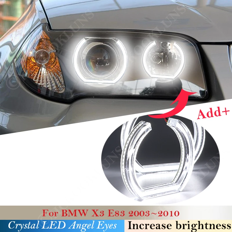 

For BMW X3 E83 2003~2010 headlight DTM Style Crystal LED Angel Eyes Halo Rings Light kits Car styling 2009 2008 2007 2006 2005