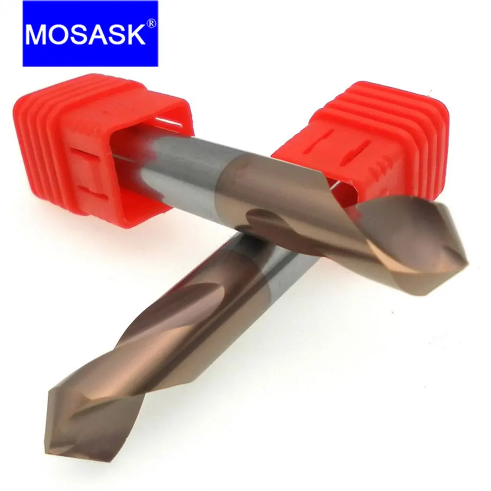 MOSASK HRC60 WGTCDDZ Coated Tungsten Carbide Steel Point Angle 90 Degree Spot Machining Hole Chamfering Tool Drill Bit