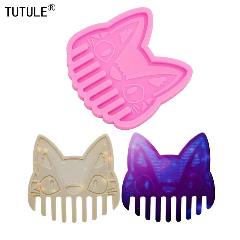 Mirror Cat Hair comb Comb Silicone resin mold,kawaii style Making Hair accessories Mold,Polymer Clay Jewelry Making Molds