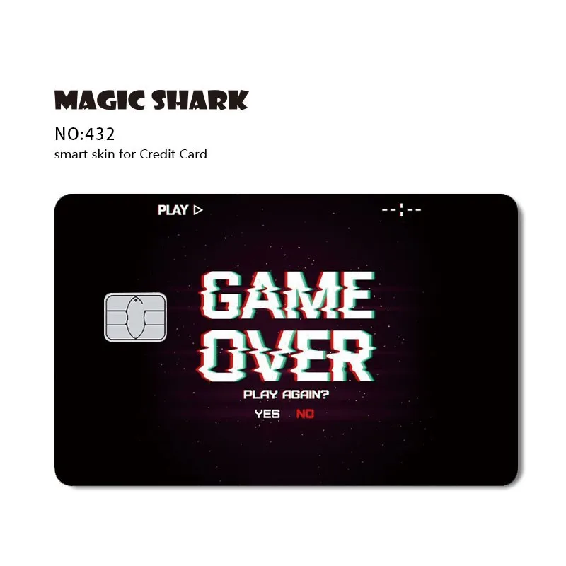 Magic Shark Game Card Anime Stylish Funny Matte 3M PVC Sticker Film Skin for Credit Card Large Small Chip