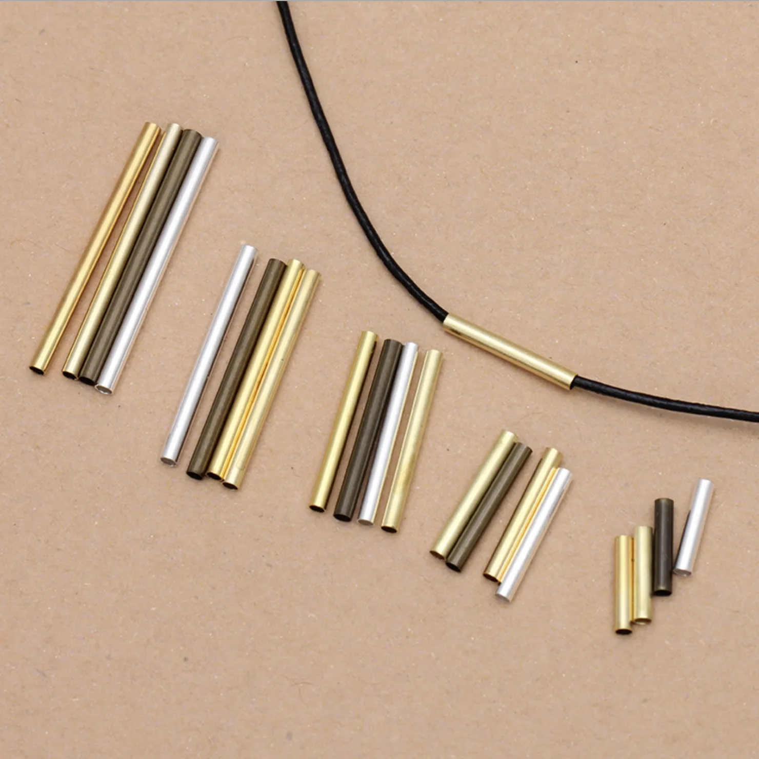 REGELIN 100pcs/lot 10-30mm Copper Spacer Beads Straight Tube Beads for DIY Chock Charm Necklace Bracelet Making
