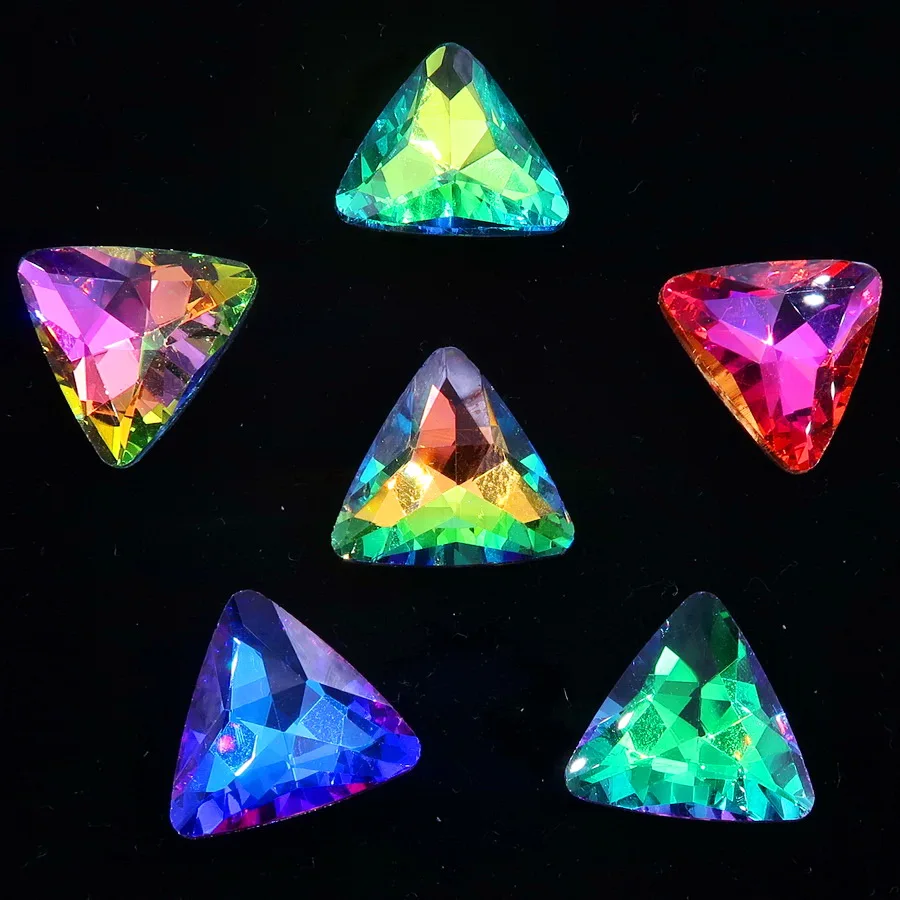 Edle Glaskristall-Strassperlen, 18 mm, Jelly Candy AB & Regenbogenfarben, dreieckig, zum Aufkleben, für Bastelarbeiten, DIY-Verzierungen – Detail 3