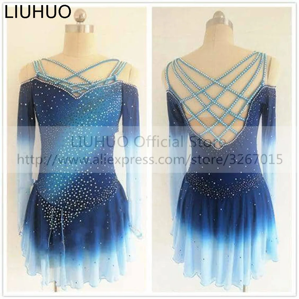 

LIUHUO Women's Girls' Adult Kid Performance Ballet Rhythmic Gymnastics Competition Leotard Ice Figure Skating Dress Blue Dance