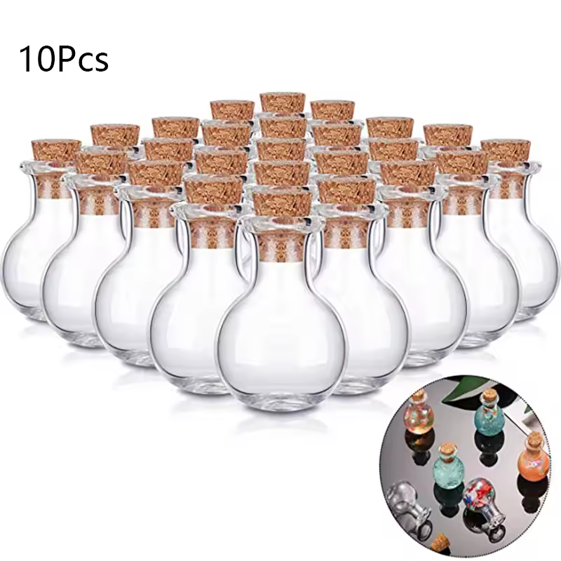 10Pcs Mini Glass Bottles Clear Drift Bottle DIY Small Wishing Bottles with Cork Stoppers for Birthday Christmas Party DIY Crafts