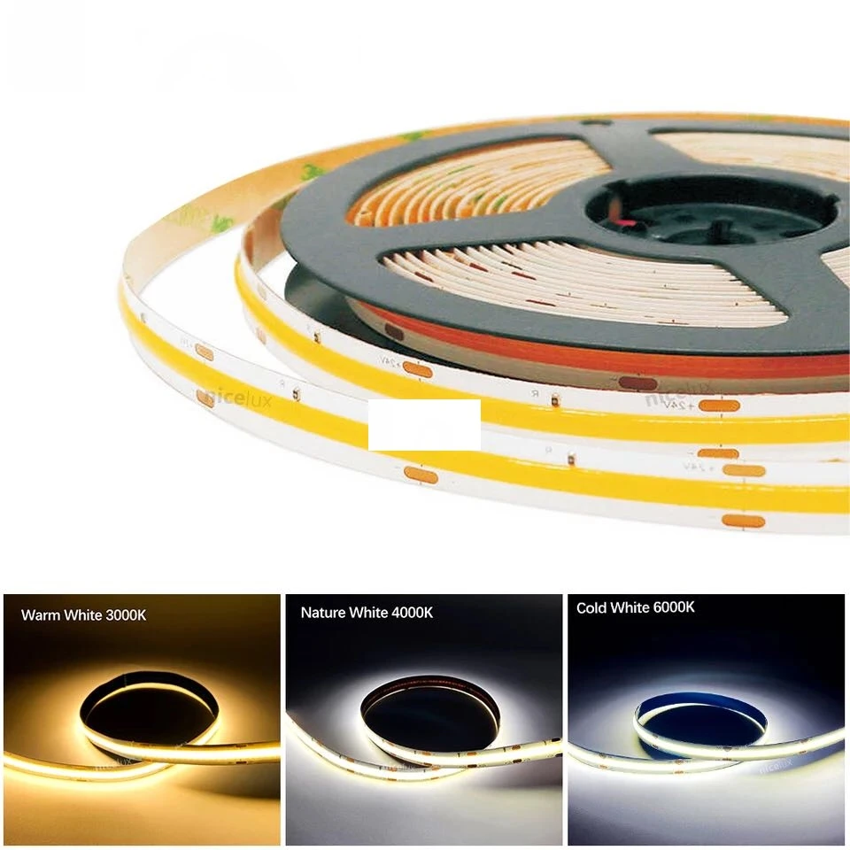 High Density LED Tape Ribbon Light DC12V 480leds 8mm IP20 9W/M White Warm White Dotless Flexible COB LED Strip